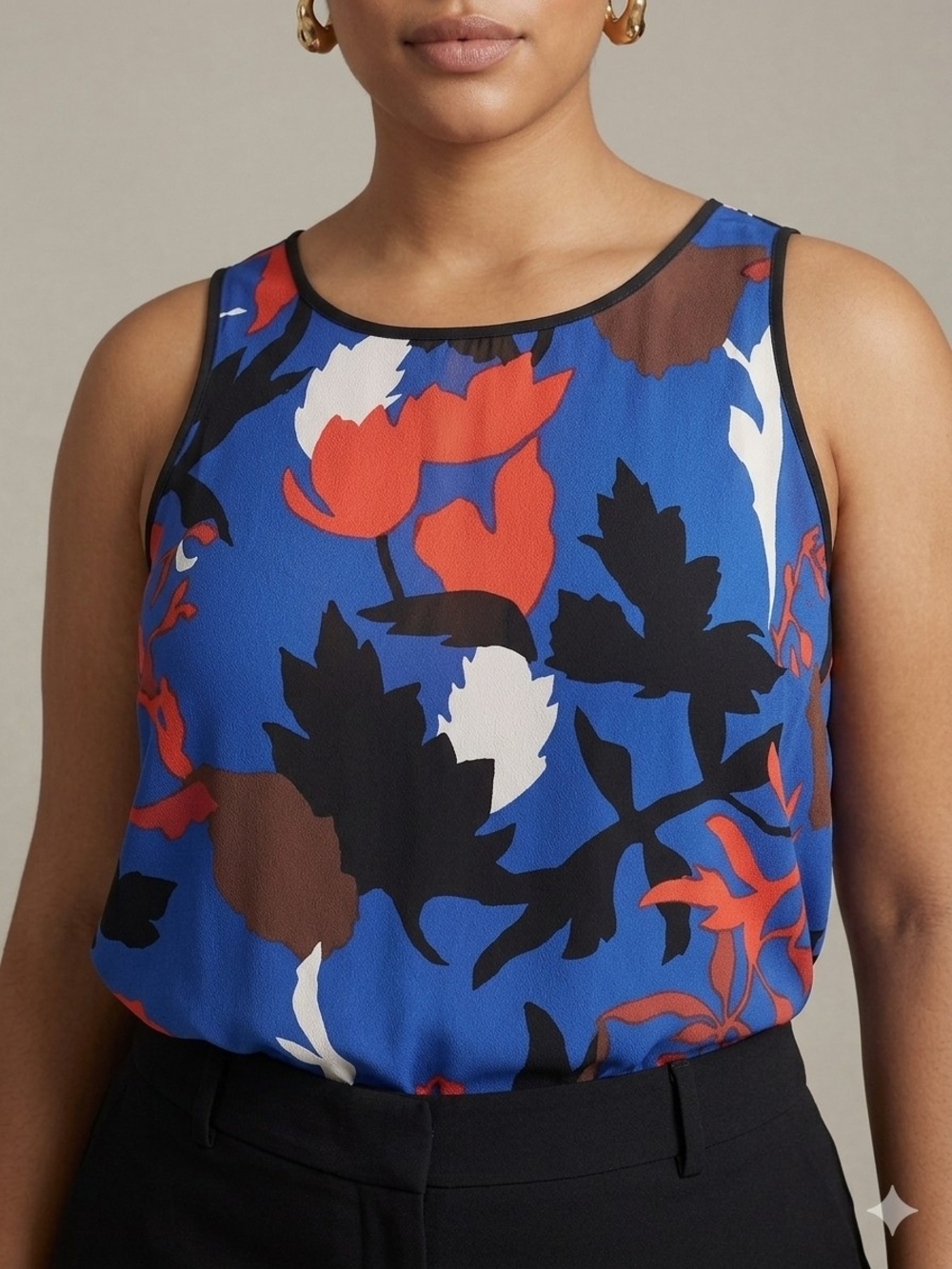 Philosophy Republic Red Blue Tropical Tank Top Sleeveless Blouse XL